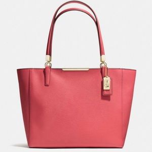 COACH Madison East Bag Tote Red Saffiano Leather